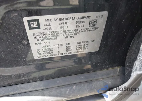 2019 Chevrolet Trax Lt z USA, uszkodzony, nr VIN KL7CJPSB8KB901218